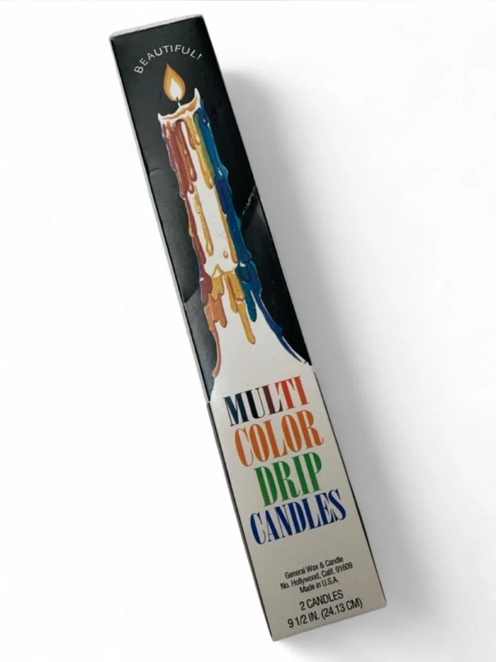 Multi Color Drip Taper Candles - Multicolor -Set of 2 Brand New Retro Ambiance